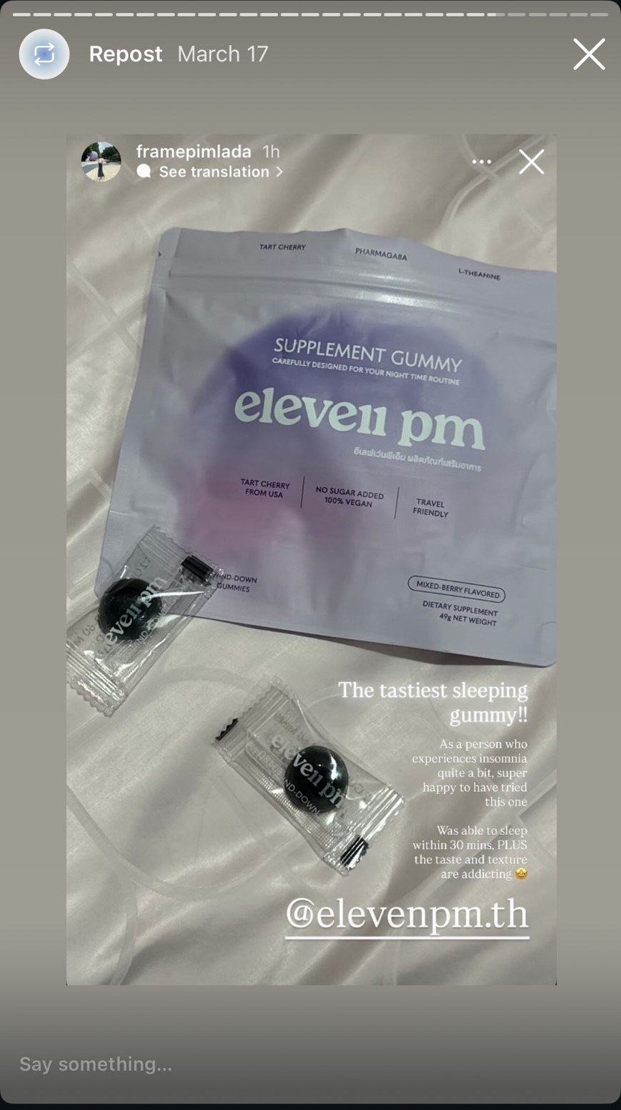 eleven pm sleep gummy real customer review — social proof 24